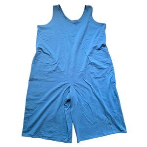 AnyBody‎ Women's Petite 2XL Blue Sleeveless Knit Jumpsuit Casual Wide-Leg Short